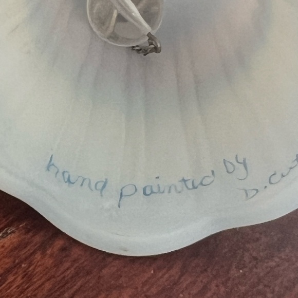Fenton Vintage Signed Art Glass Blue Satin Hand Painted Bell So Gently He Comes - Picture 7 of 10